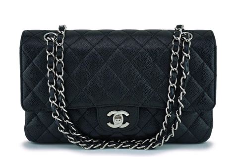 chanel medium black caviar|2011 Medium Classic Caviar Double Flap shoulder .